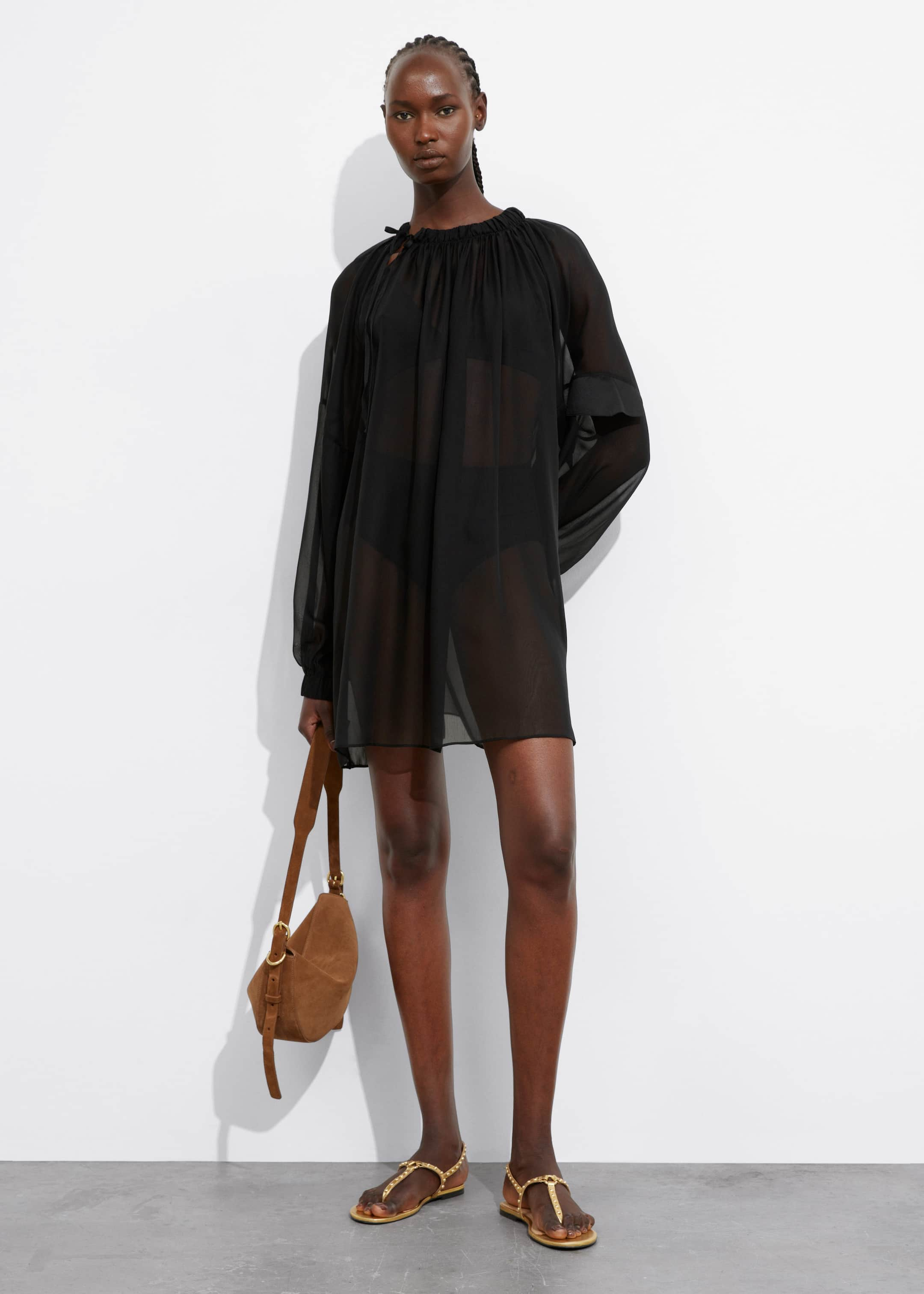 Sheer Mini Dress - Black - Lookbook