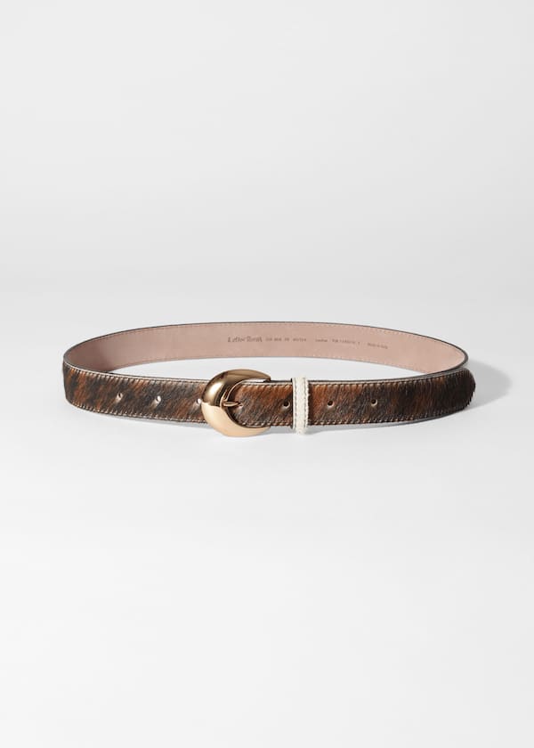 Cow-Print Leather Belt