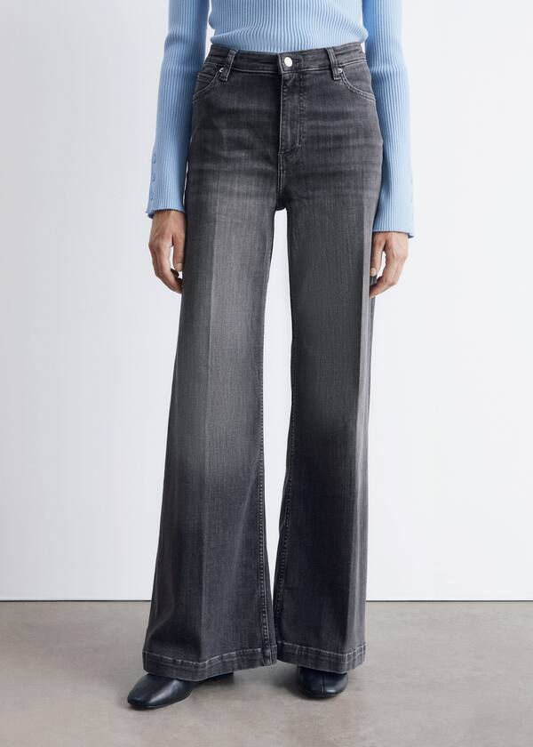 Wide Press-Crease Jeans