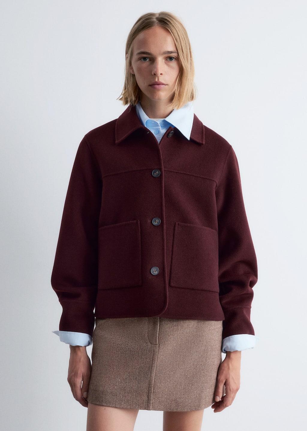 Collared Wool Jacket - Dark Red - Jackets - & Other Stories