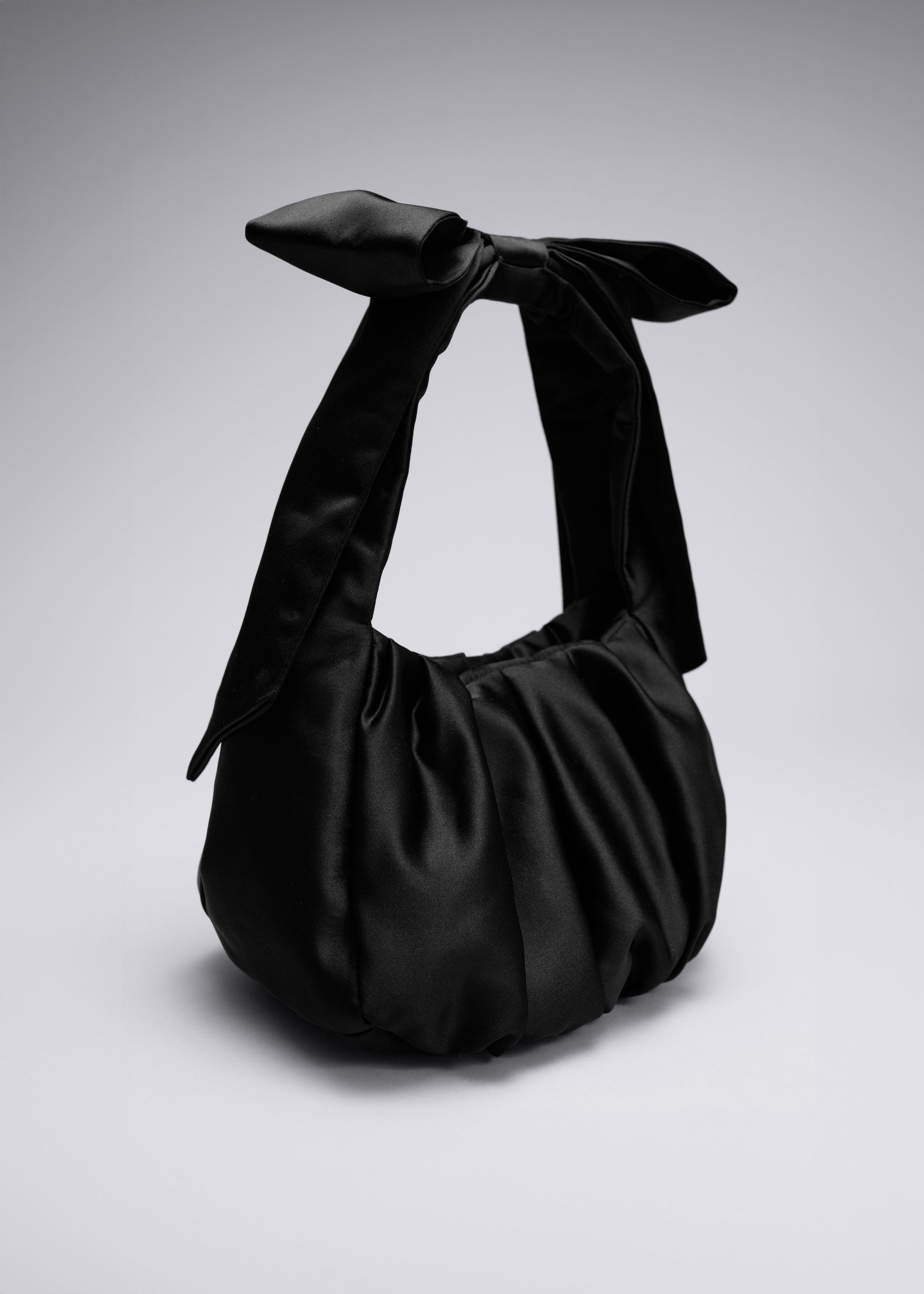 Satin Bow Bag - Black - Still Life