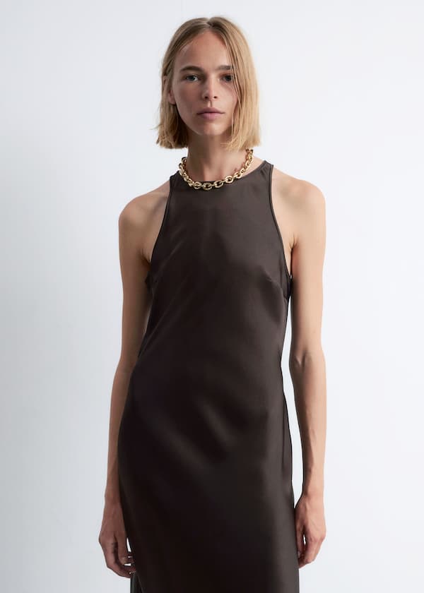 Sleeveless Satin Midi Dress