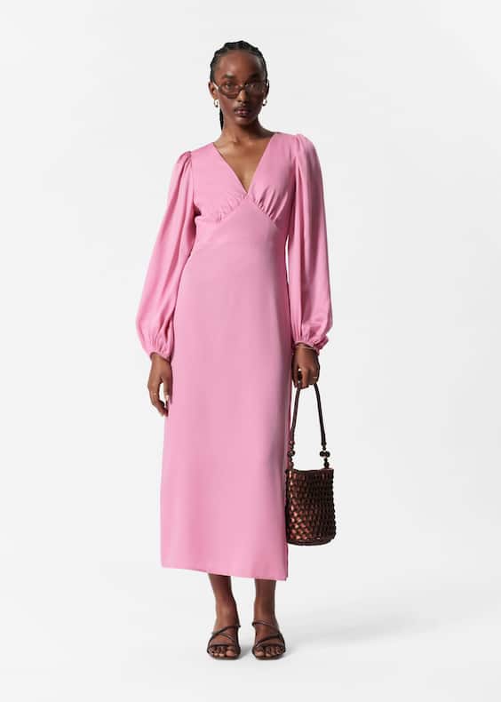 V-Neck Midi Dress