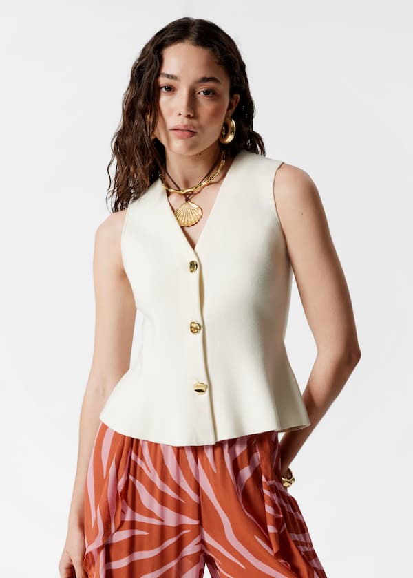 Knitted Peplum Waistcoat