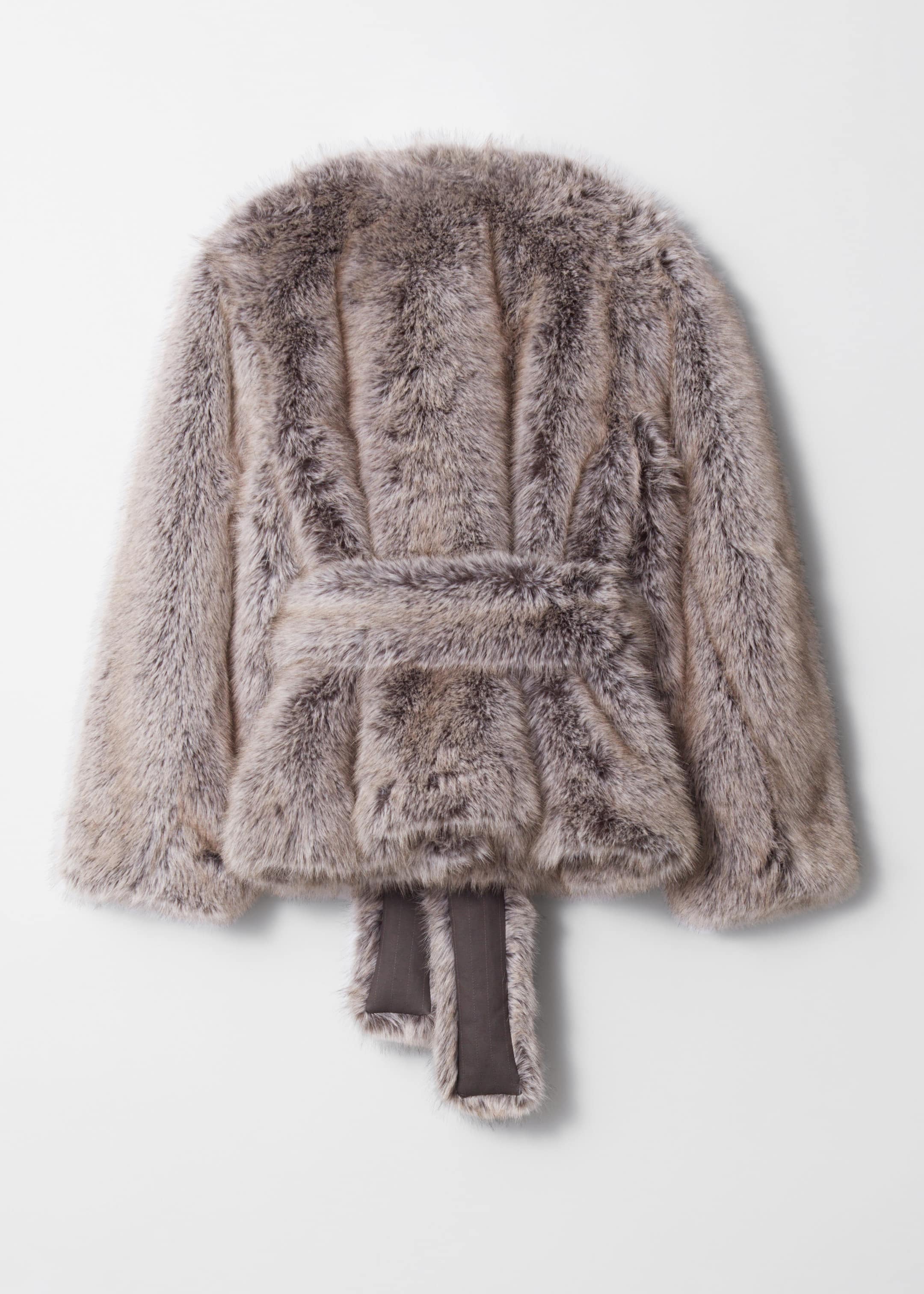 Belted Faux Fur Jacket - Mole - Still Life