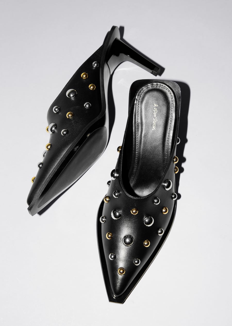 Studded Leather Mules Black Other Stories
