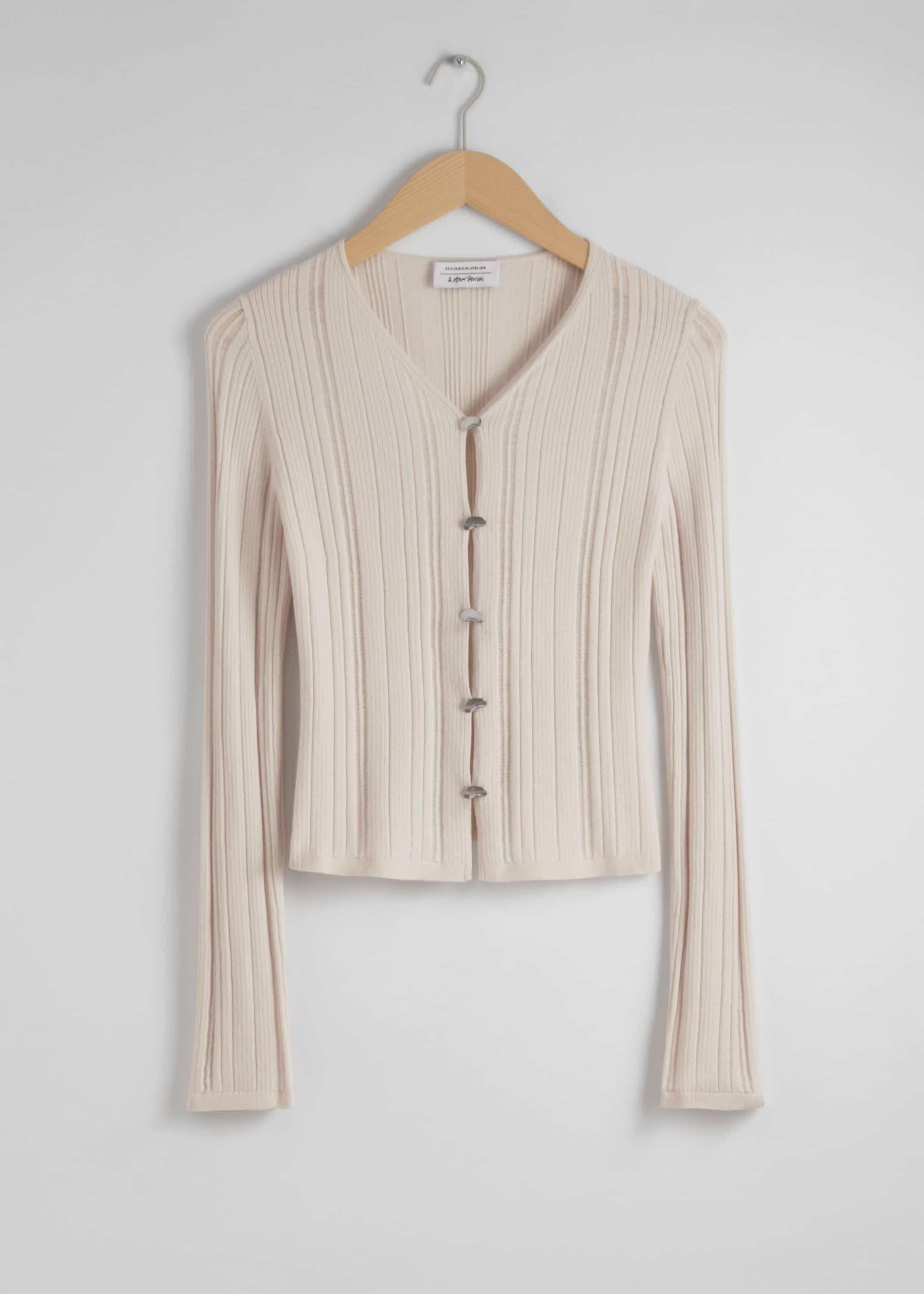 Rippstrick-Cardigan mit Knopfleiste