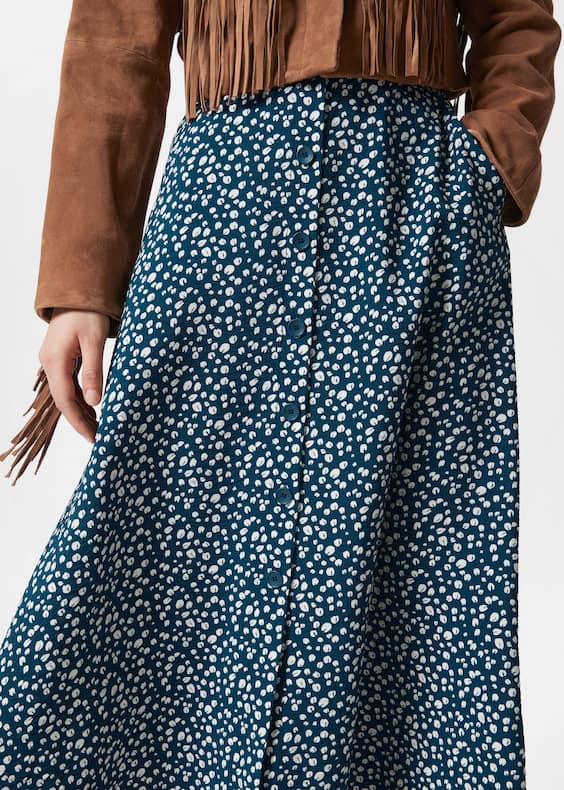 Buttoned A-Line Midi Skirt