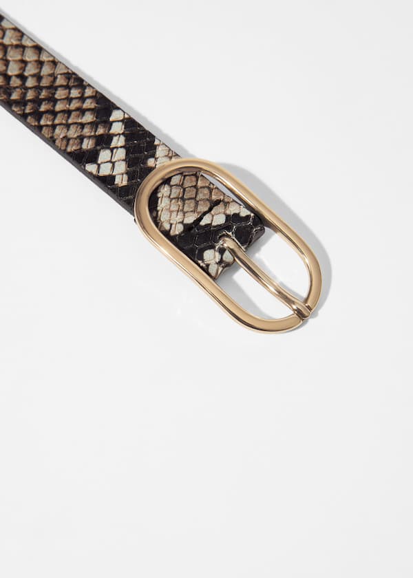 Snake-Embossed Leather Belt