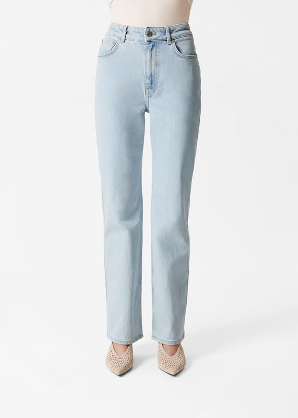 High-Waist Straight-Leg Jeans