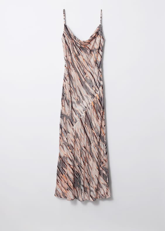 Strappy Cowl-Neck Midi Dress