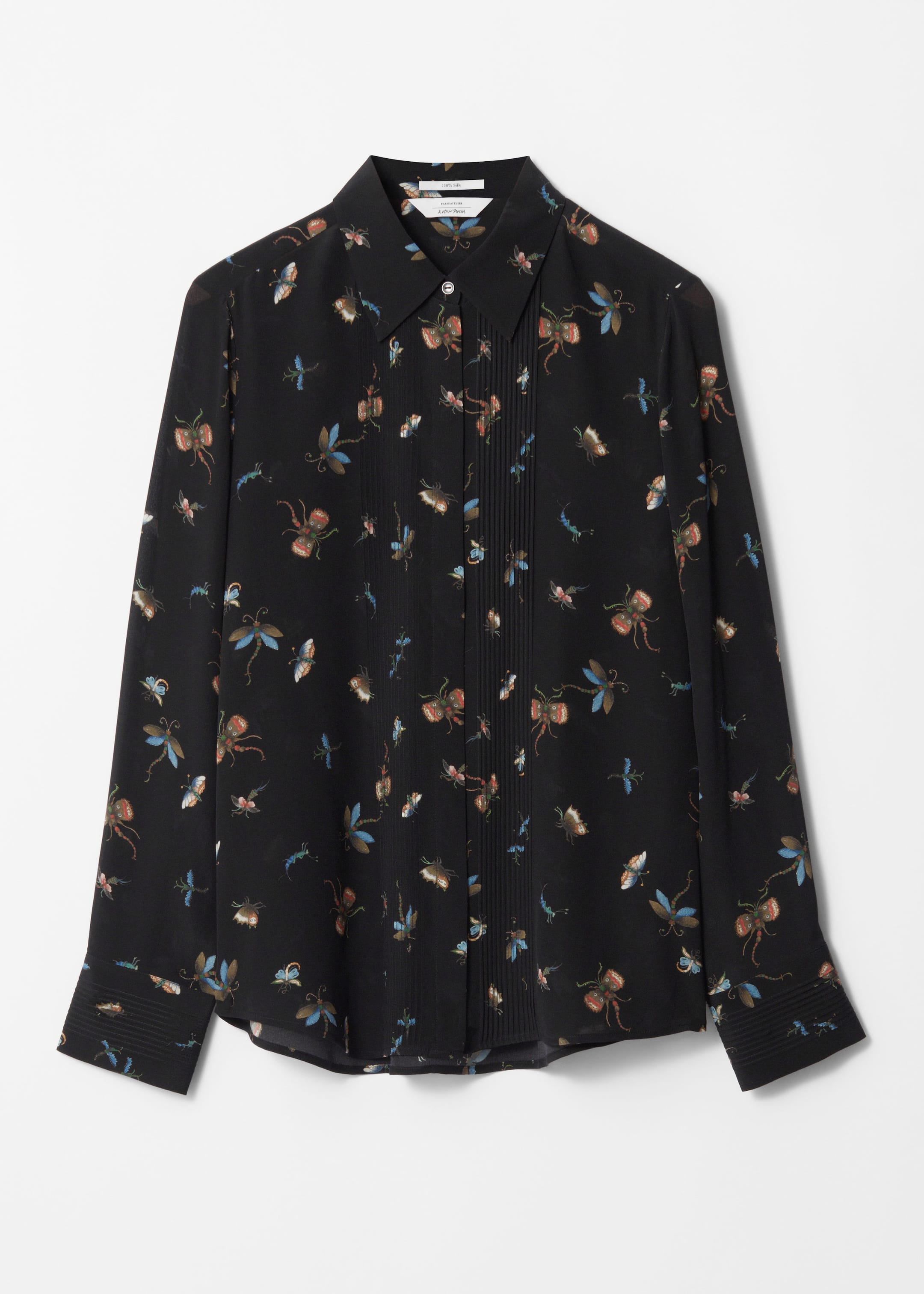 Pintuck-Detailed Silk Shirt - Black - Still Life