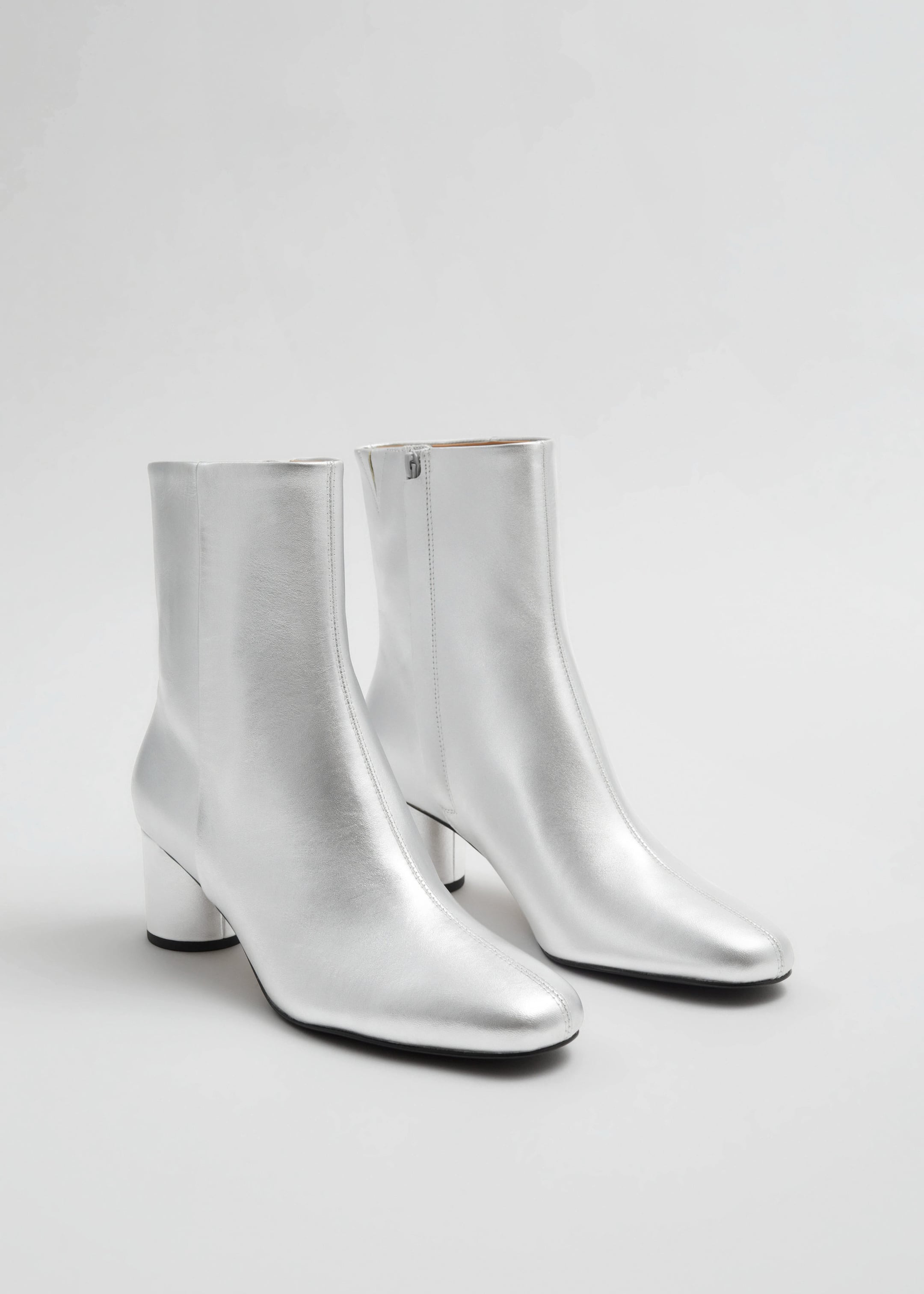 Leather Ankle Boots - Silver - Still Life