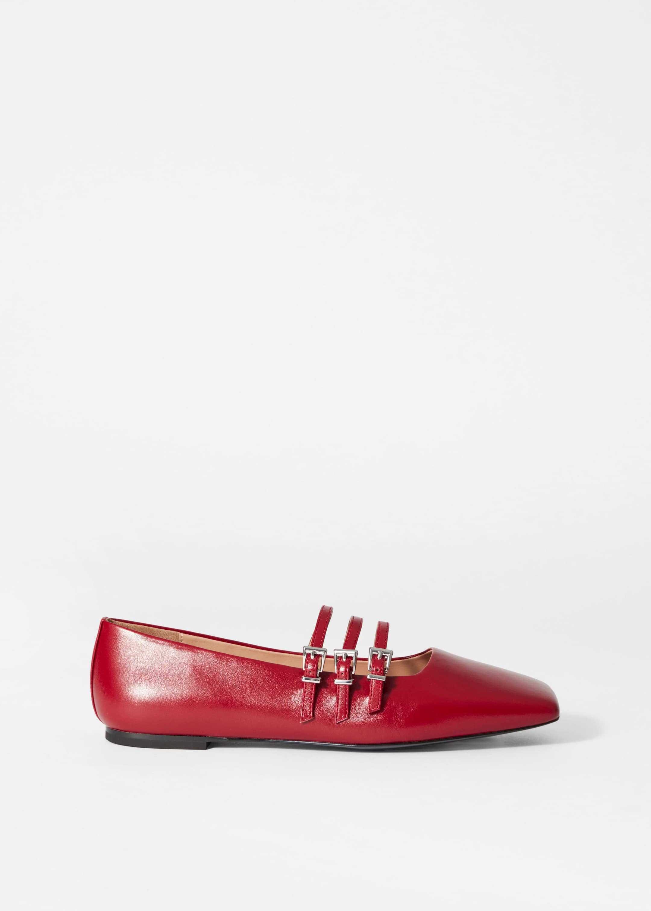 Mary-Jane Leather Ballet Flats - Ruby red - Still Life