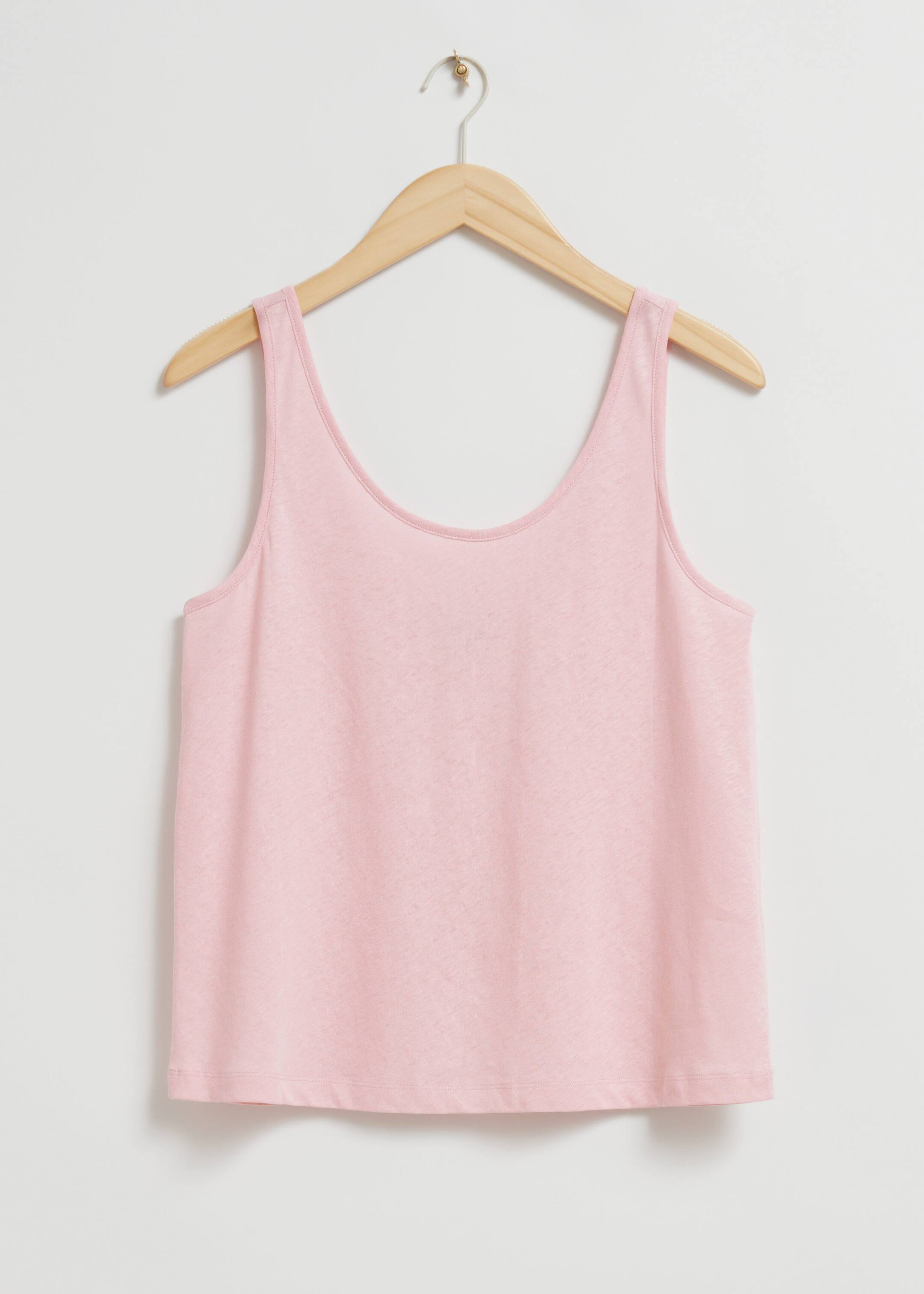 Scooped Neck Linen Top - Light Pink - Still Life