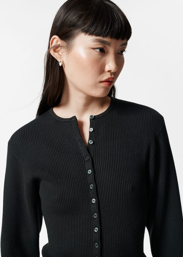 Fitted Rib-Knit Cardigan