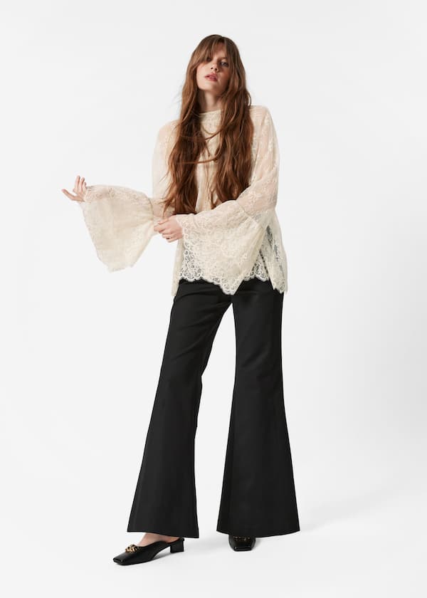 Slim Flared Leg Trousers