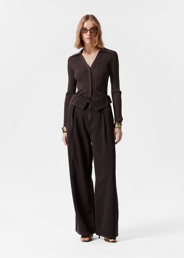 Wide-Leg Paperbag Jeans