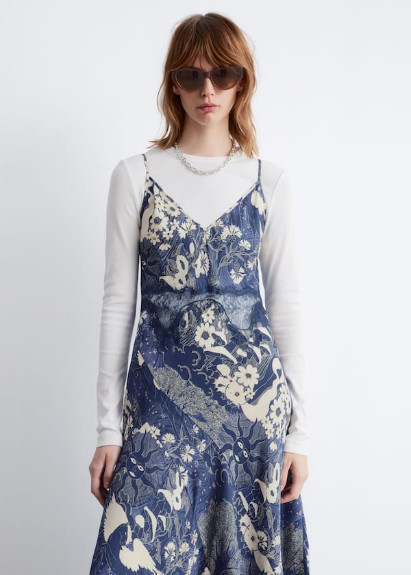 Asymmetrical Satin Slip Midi Dress