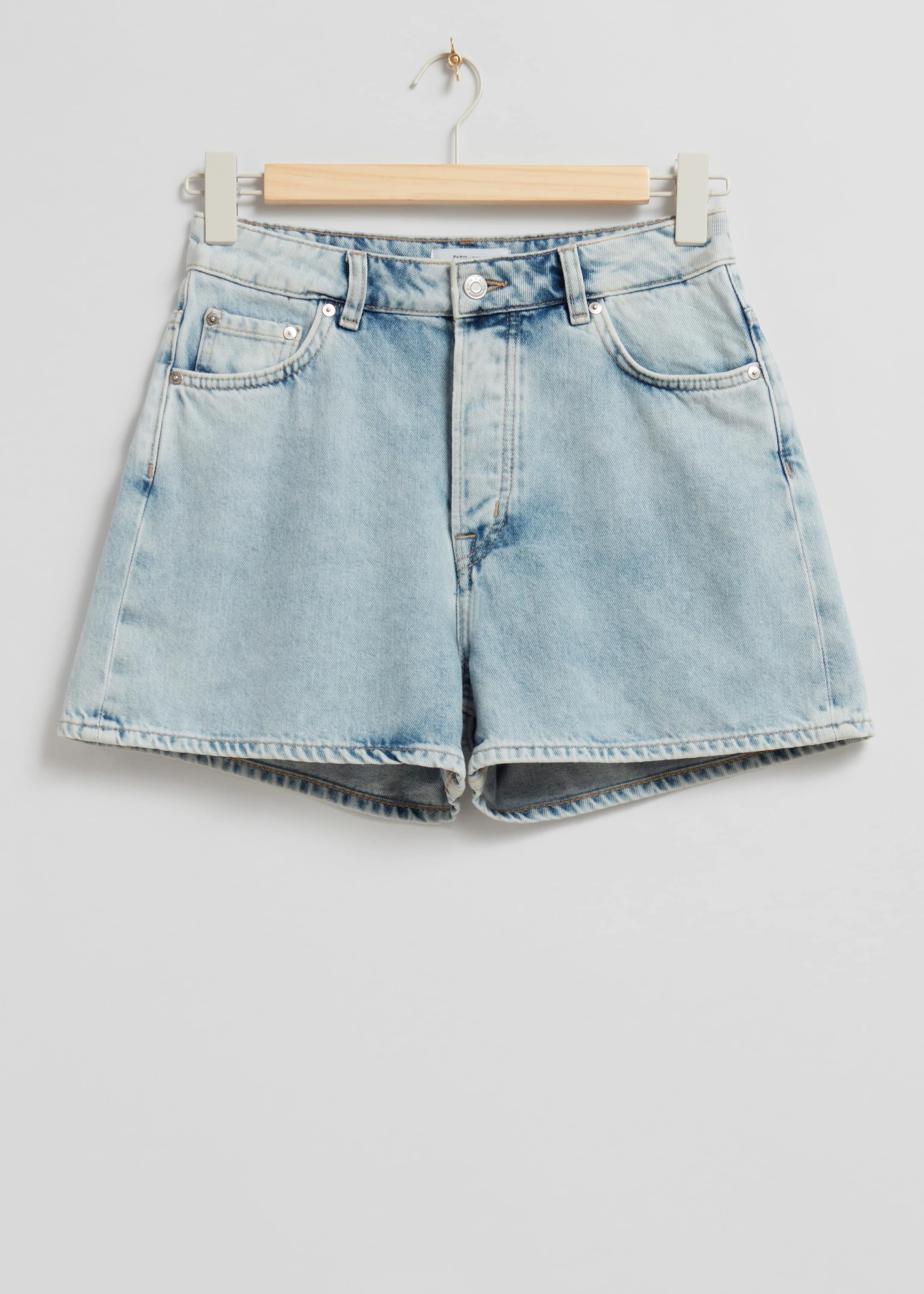 High-Waist Denim Shorts - Light Blue - Still Life