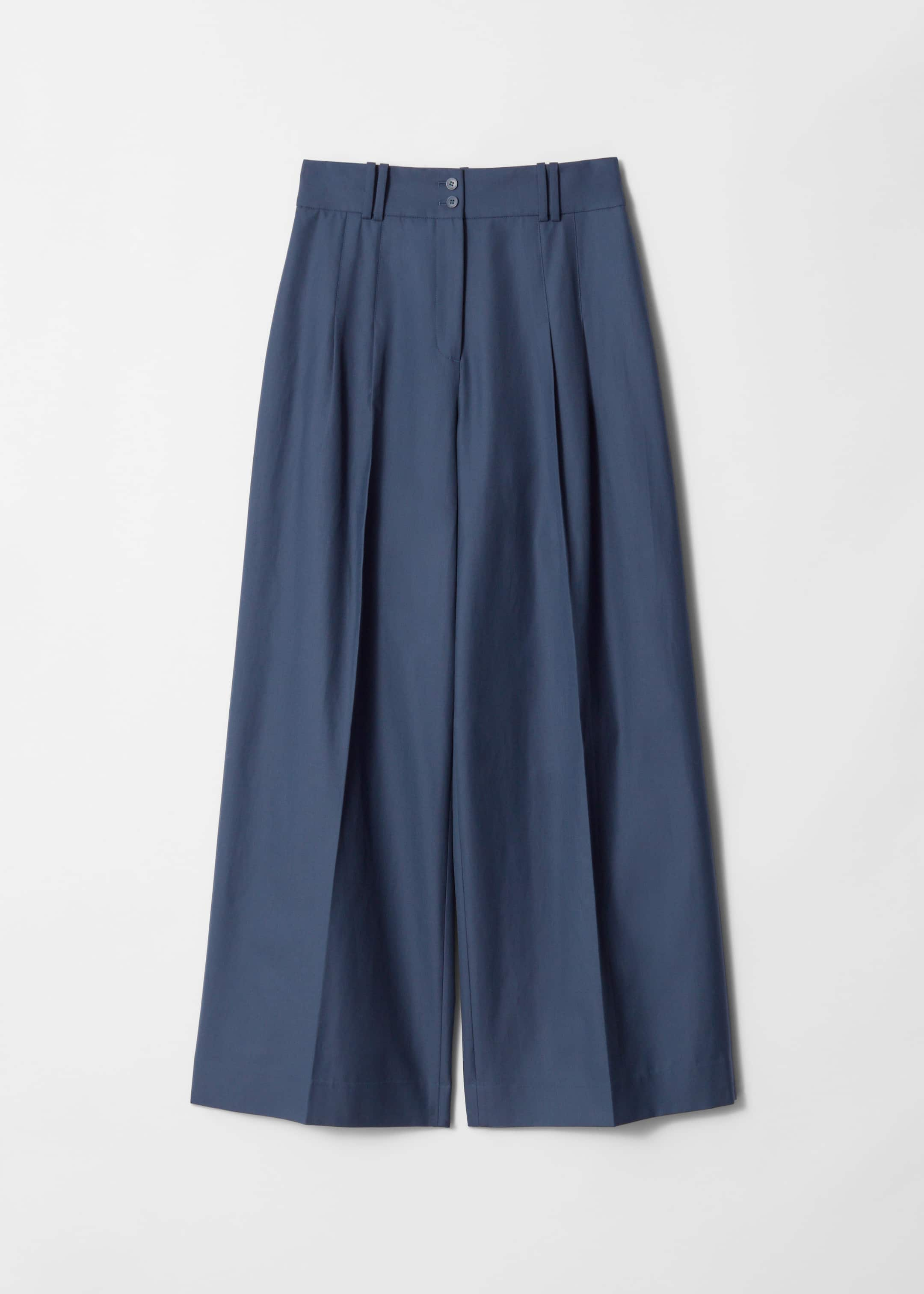 Pleated Wool Trousers - Dark blue - Still Life