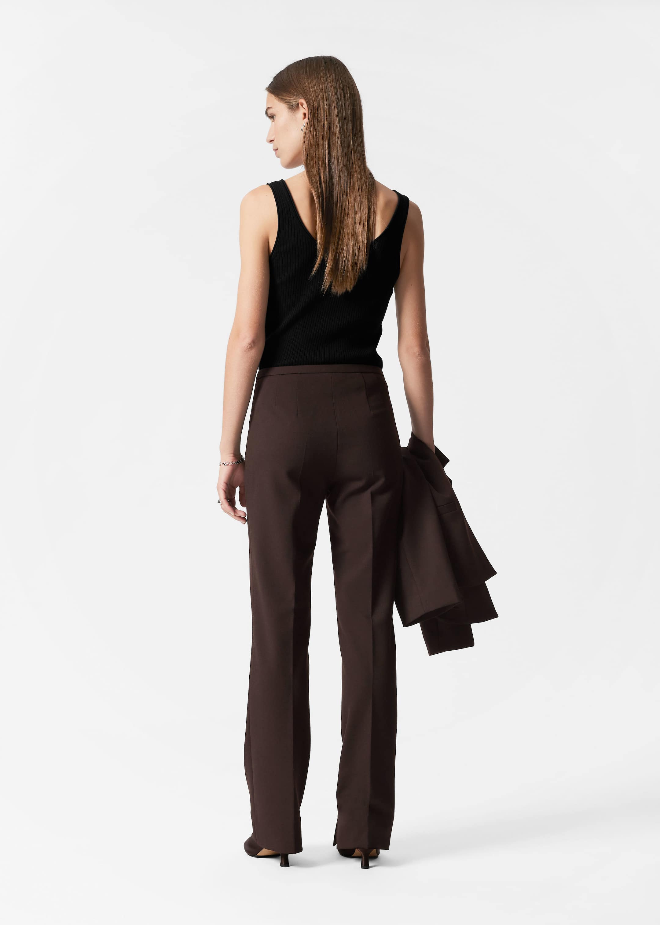 Pantalon ajusté en laine mélangée - Marron Clair - Lookbook