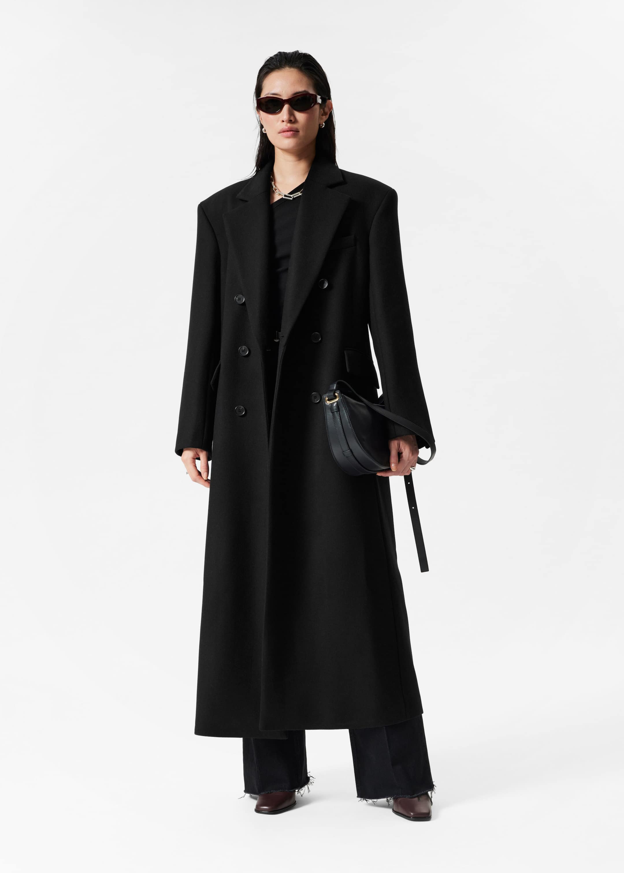 Long black wool jacket outlet