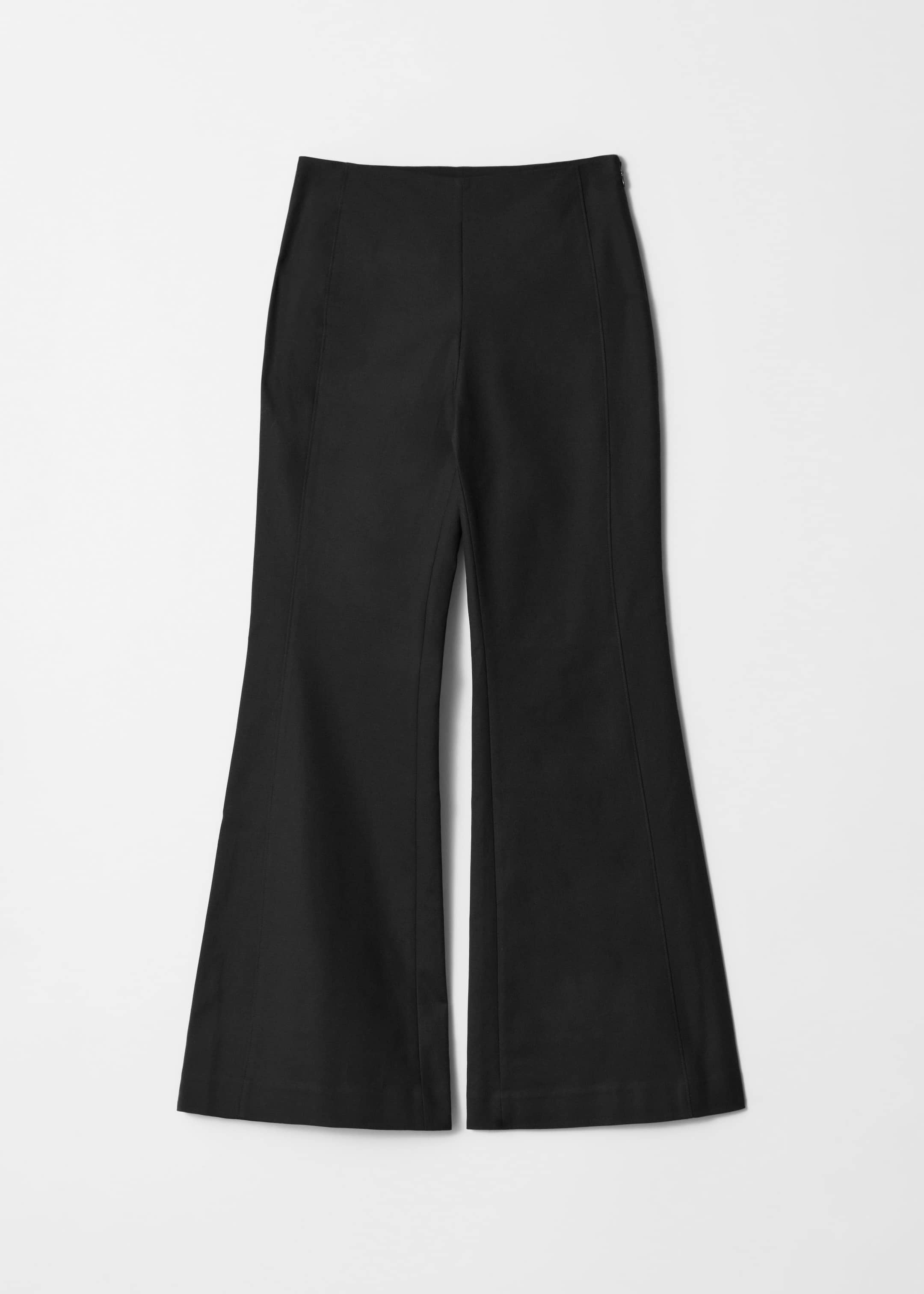 Slim Flared Leg Trousers - Black - Still Life