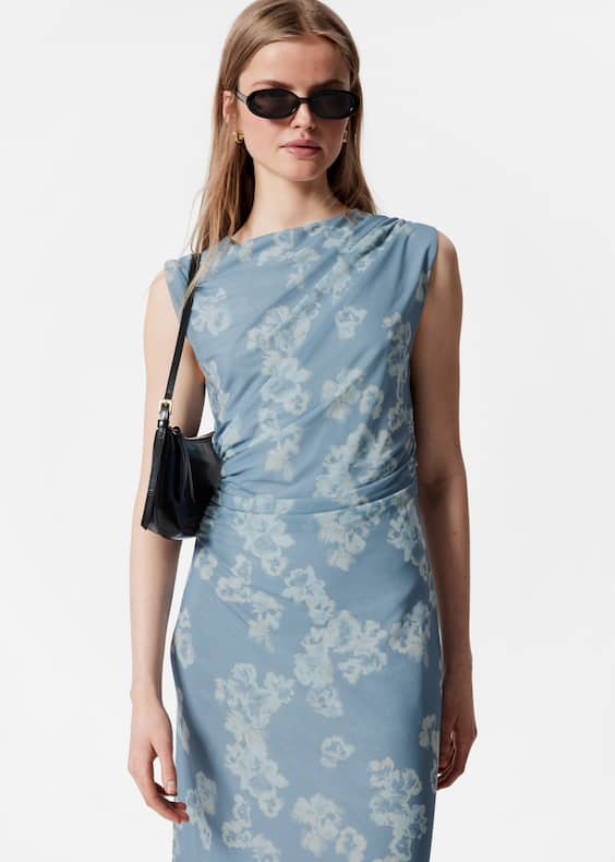 Draped Sleeveless Midi Dress