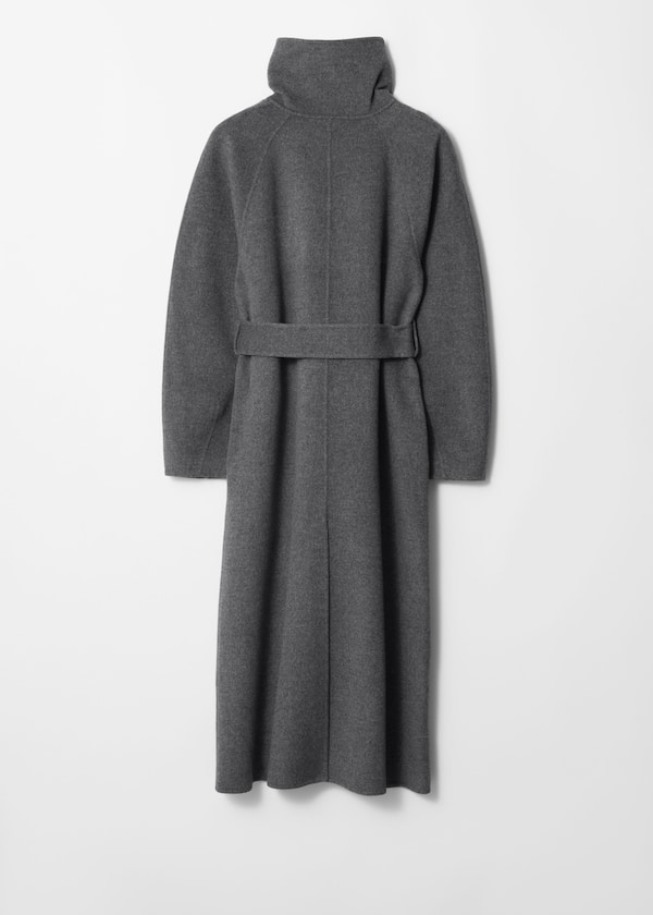 Funnel-Collar Wool Coat