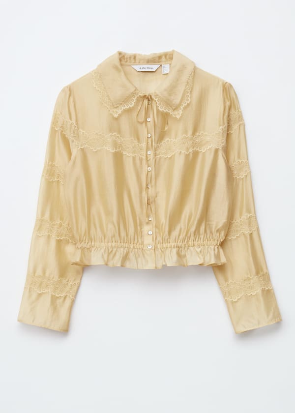 Long-Sleeve Lace Blouse
