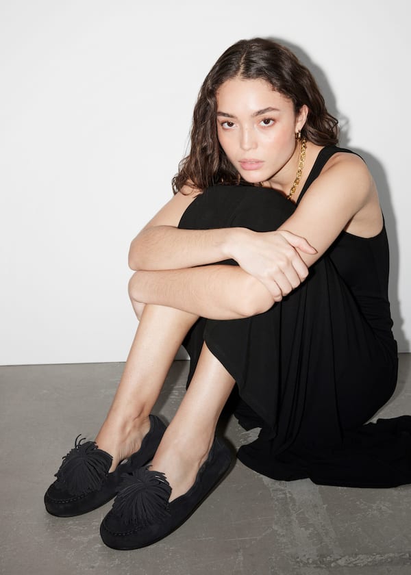 Pompom Suede Loafers