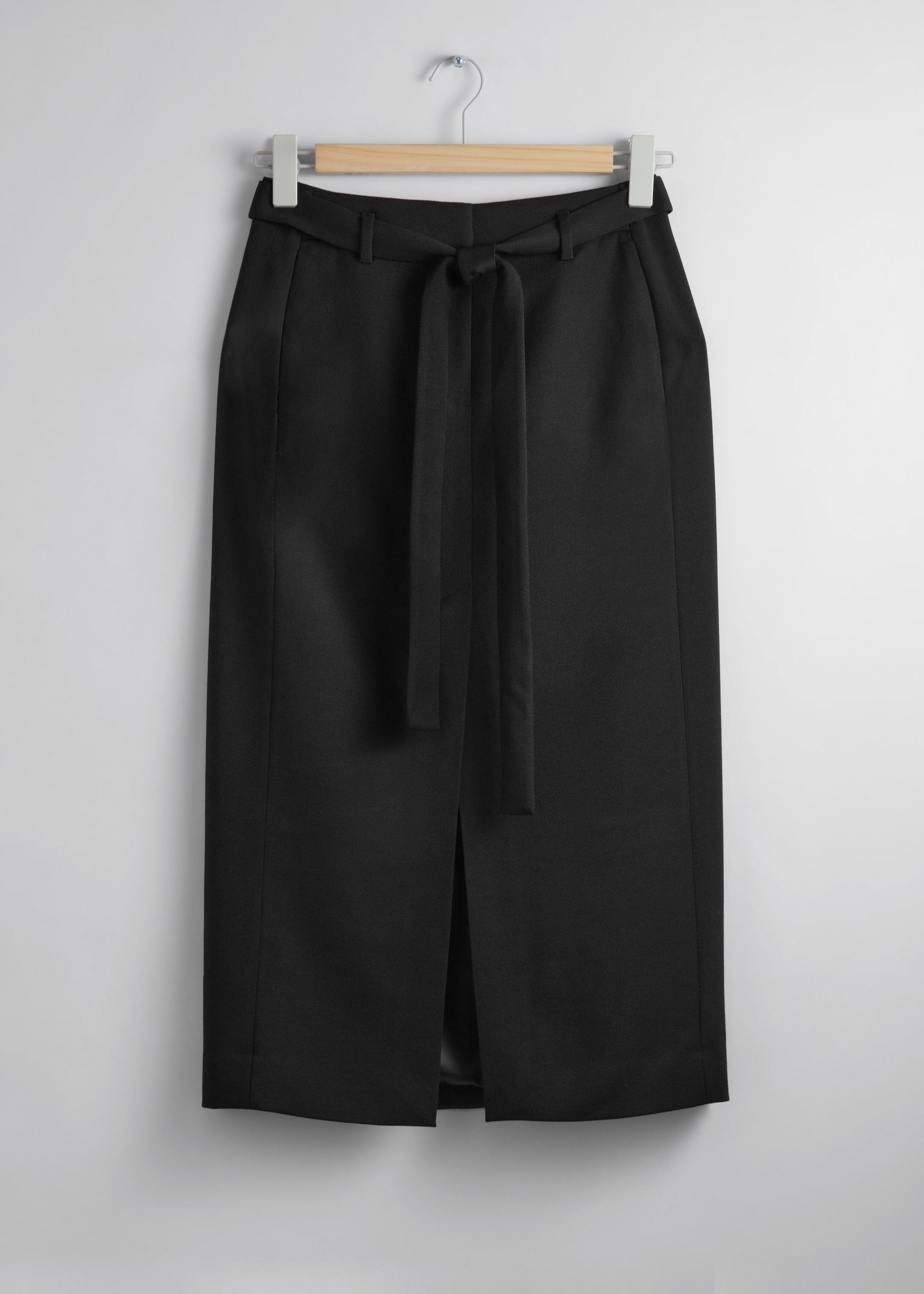 Image of Fitted Belted Midi Skirt