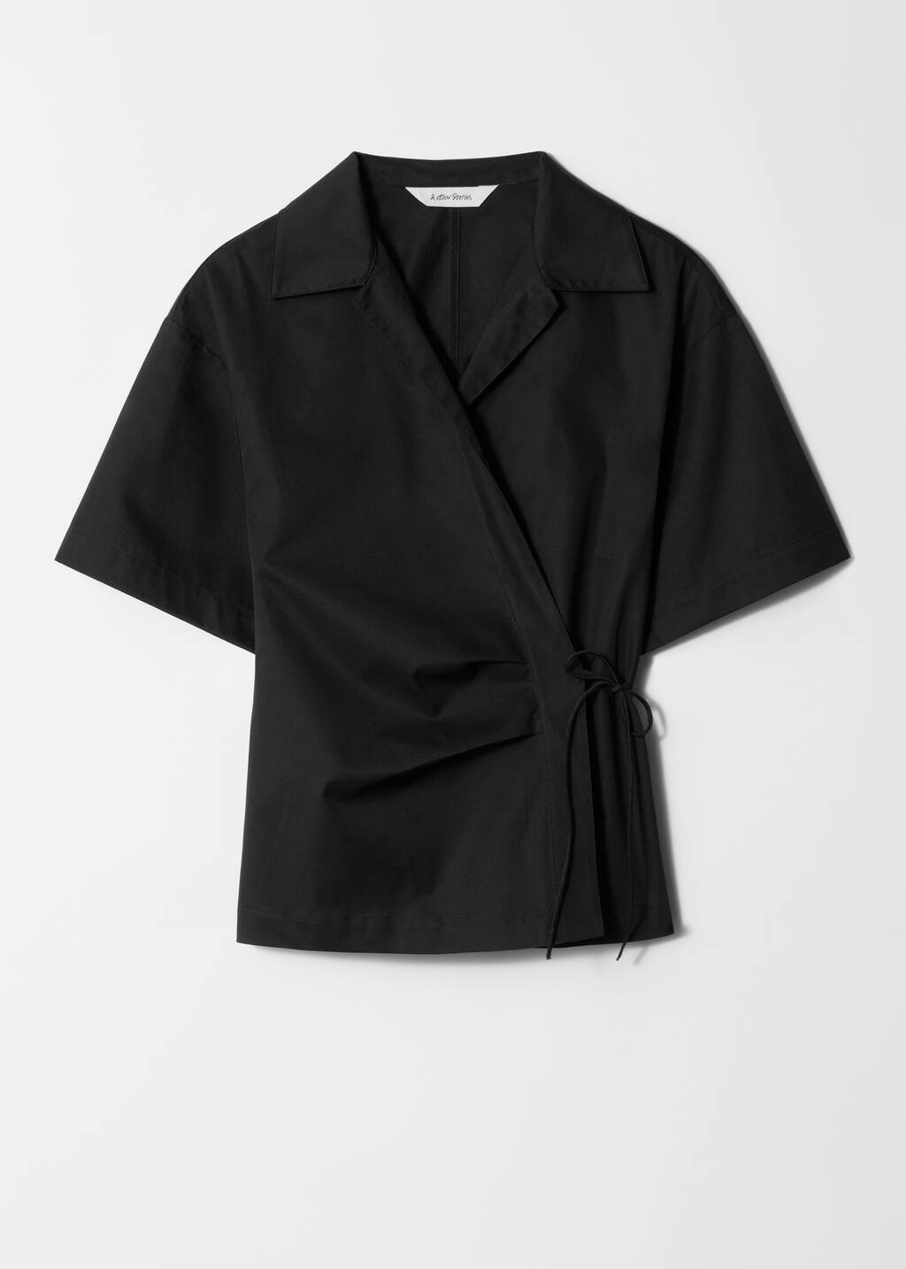 & Other Stories Women's Black Short-Sleeve Wrap Shirt