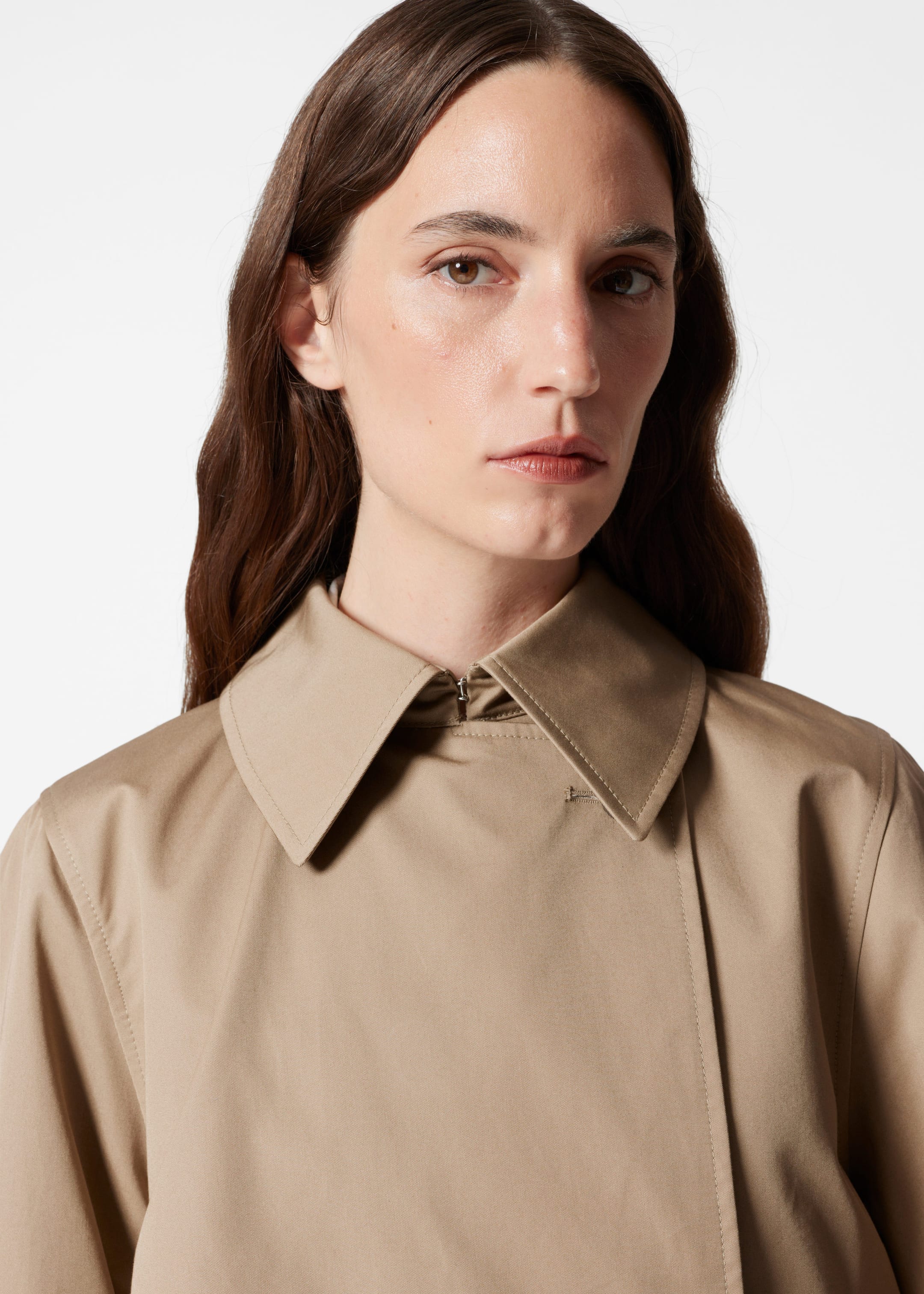 Short Trench Coat Jacket - Beige - Lookbook