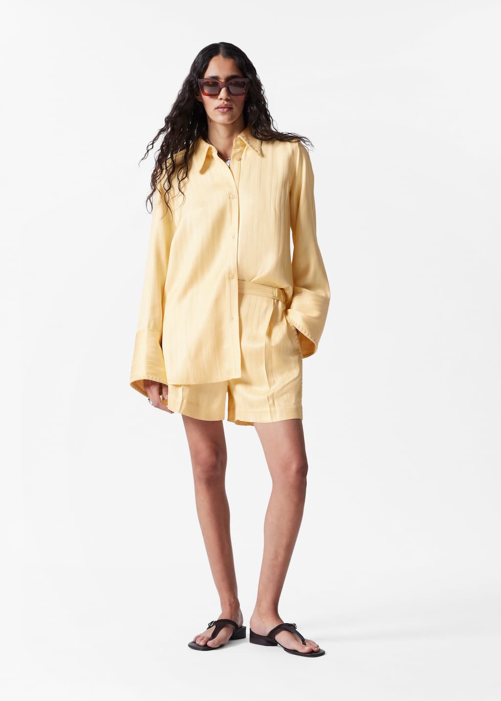 Press-Crease Jacquard Shorts - Light Yellow - Shorts