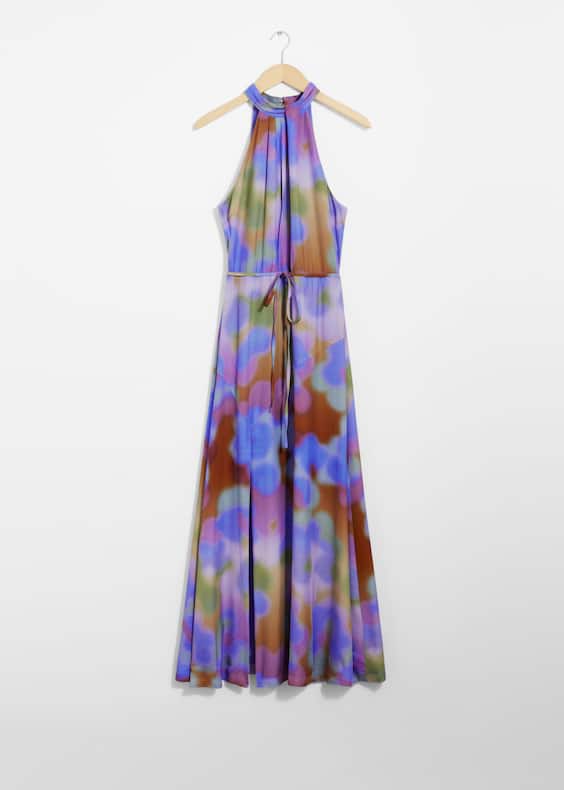 Printed Halterneck Maxi Dress