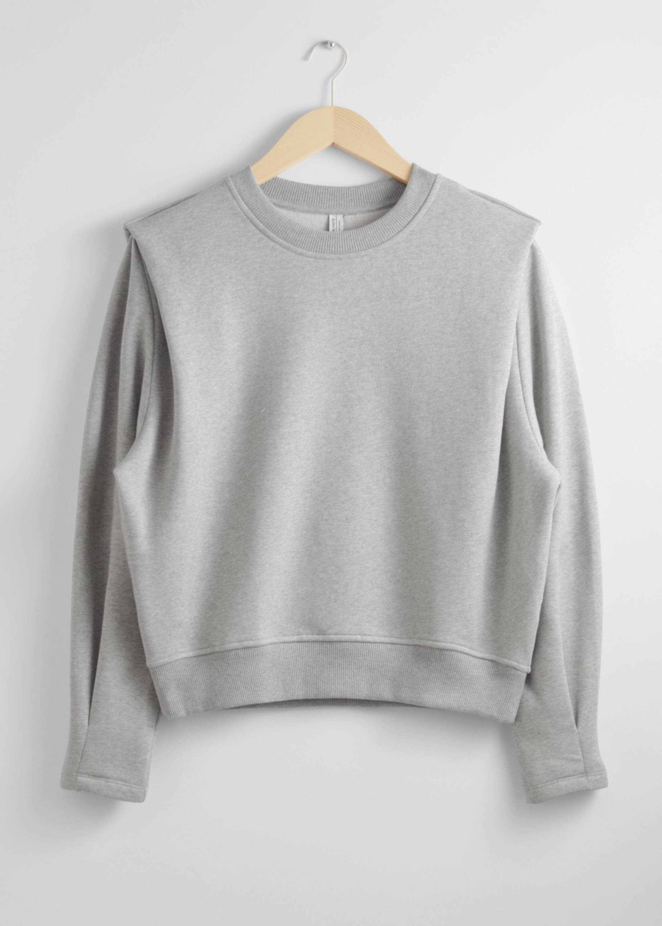 Fitted Pleated-Shoulder Sweatshirt - Grey Melange - Still Life