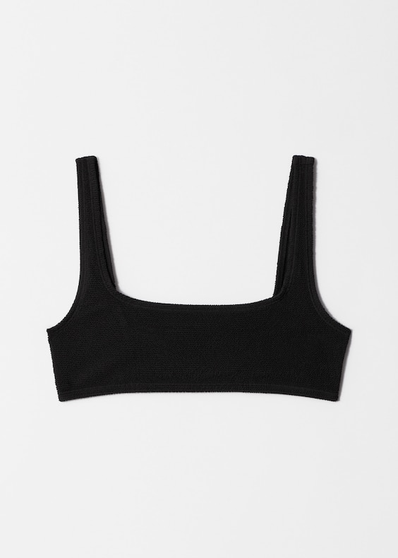 Textured Square-Neck Bikini Top