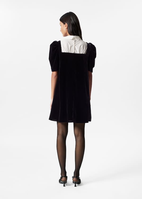 Collared Velvet Mini Dress