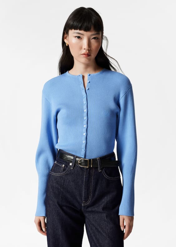 Fitted Rib-Knit Cardigan