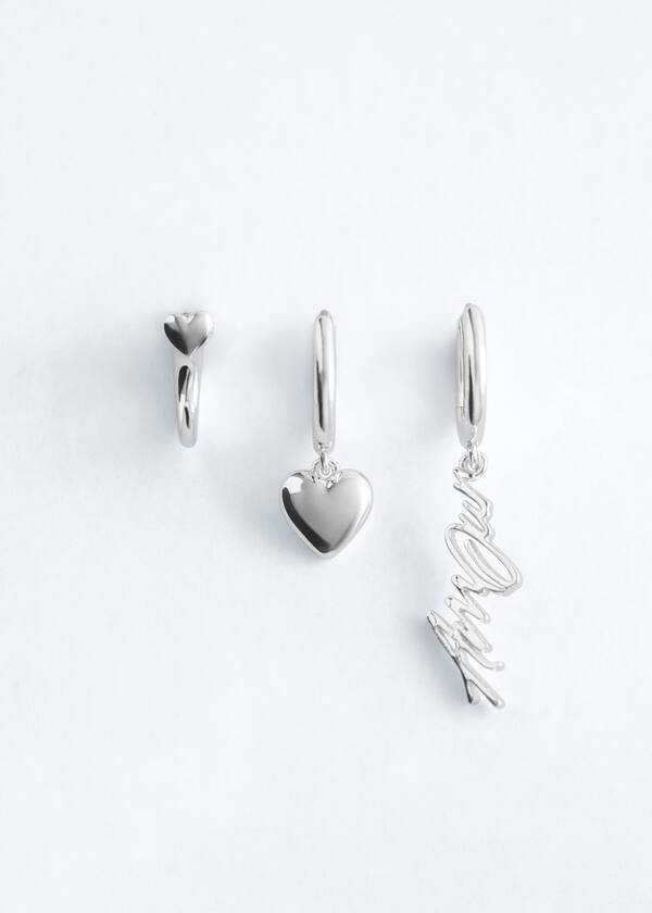 Motif-Detail Hoop Earrings Set