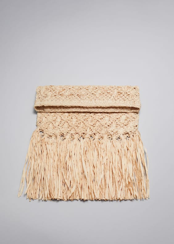Fringed Straw Clutch
