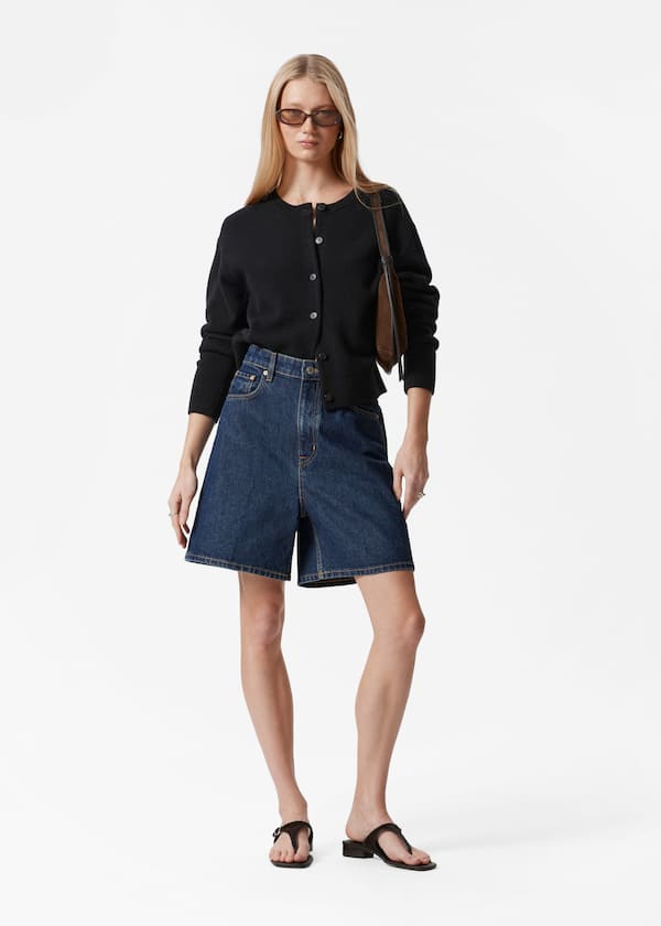 Wide-Leg Denim Shorts