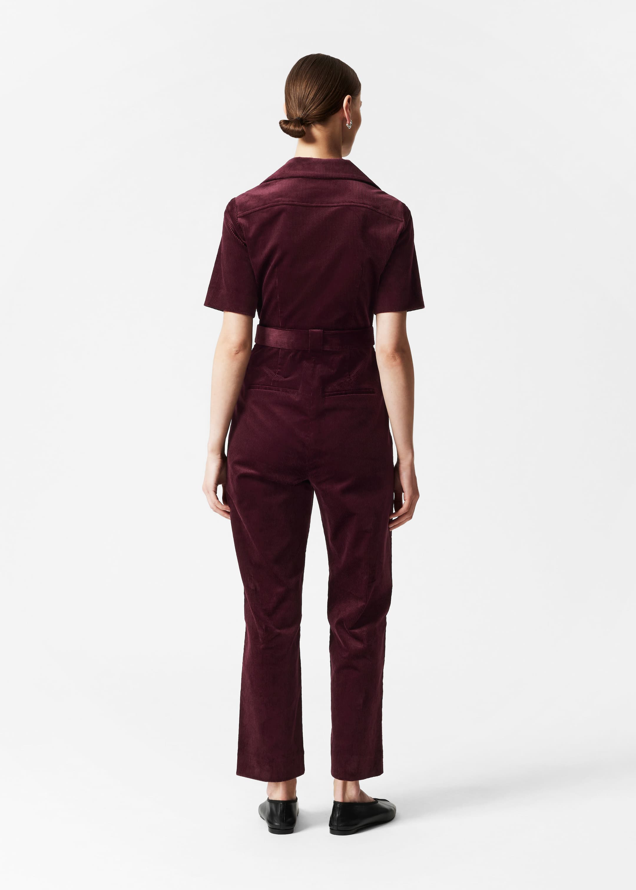 Belted Corduroy Jumpsuit - Navy - Lookbook