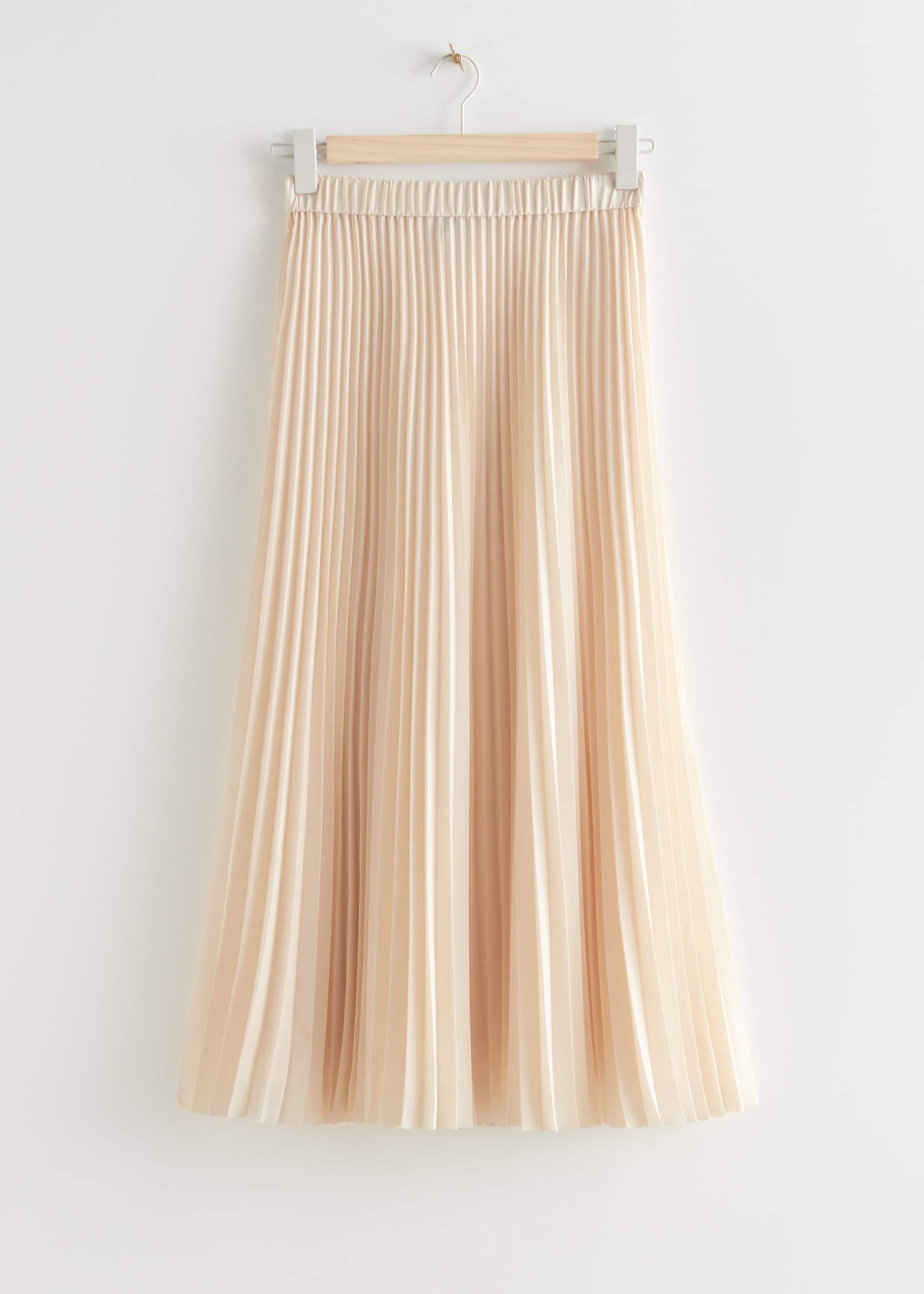 Pleated midi skirt cream best sale