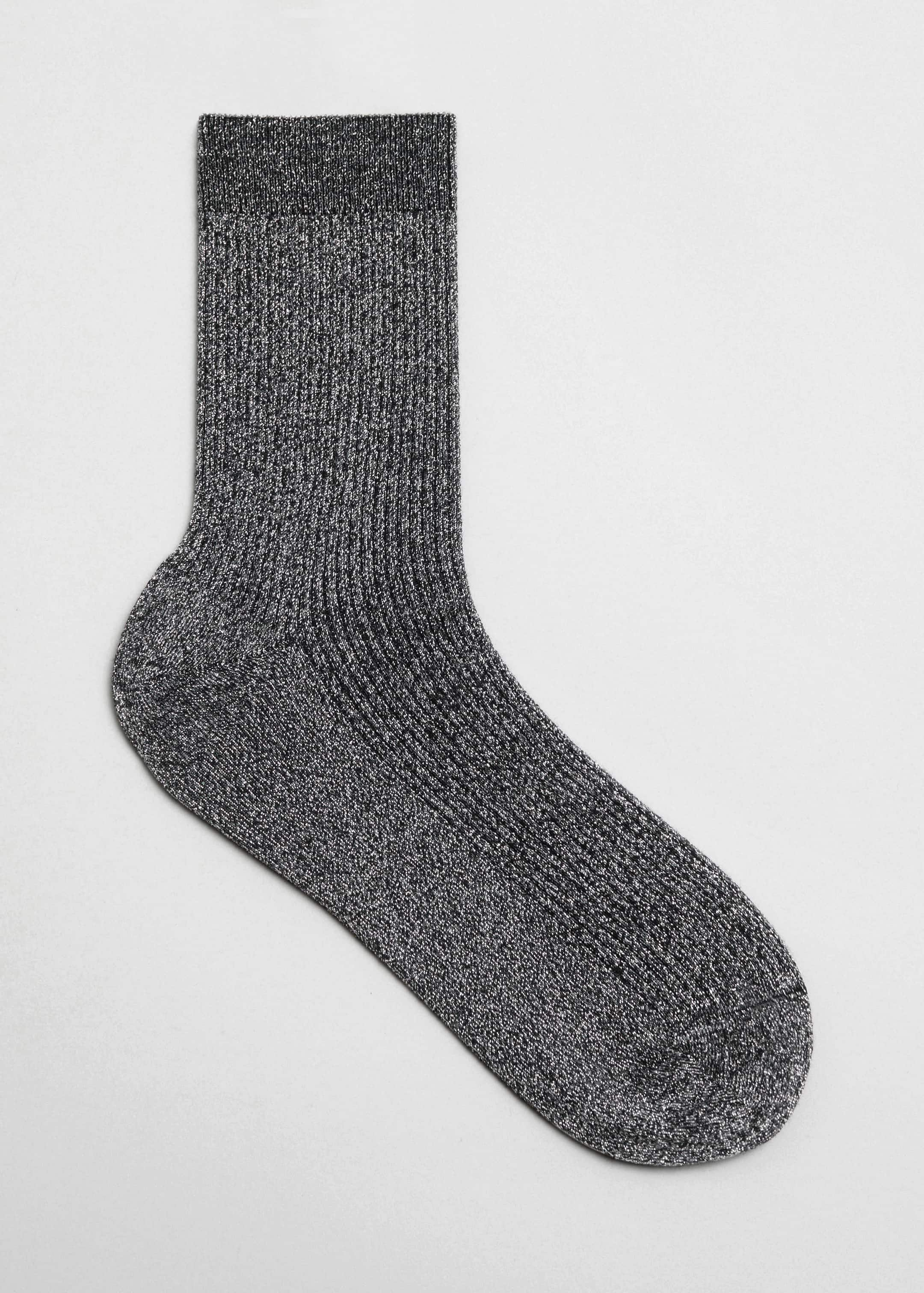 Glitter Rib Knit Ankle Socks - Blue Glitter - Still Life