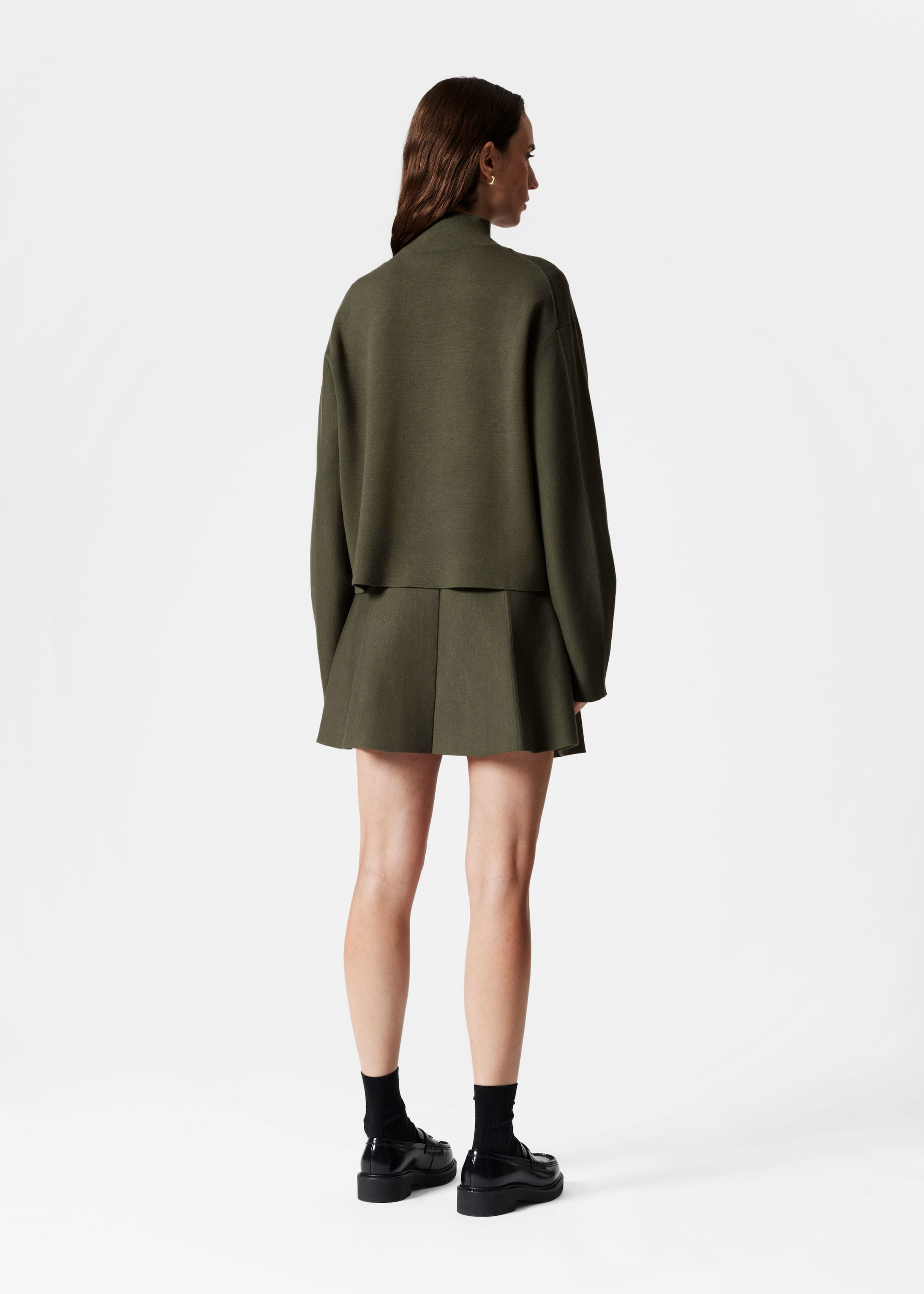 Flared Double-Knit Skirt - Khaki - Lookbook