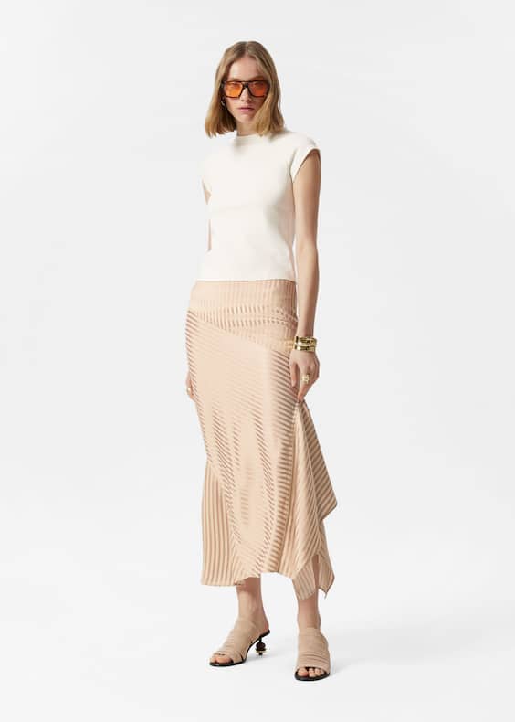 Flounced Pencil Midi Skirt