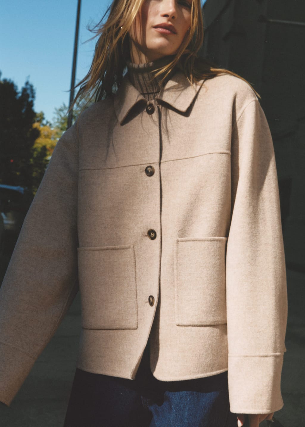 Women's Wool Coat with Stand Collar – Minimalist Winter